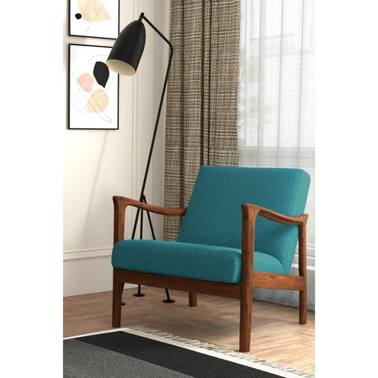 Turquoise wood accent chair